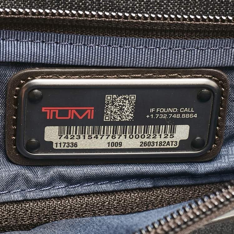 Pre Owned TUMI Grey/Brown Fabric and Leather Alpha 3 Slim Three Way Laptop Bag