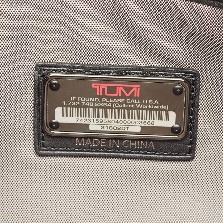 Pre Owned TUMI Black Logo Embossed Leather Ticon Slim Flap Briefcase