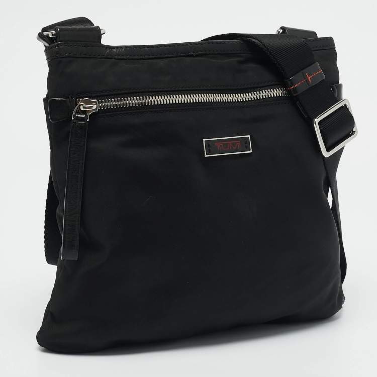Pre Owned TUMI Black Nylon Flat Crossbody Bag