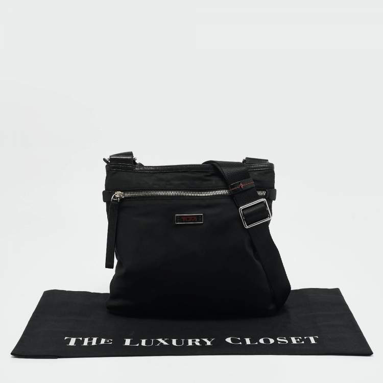 Pre Owned TUMI Black Nylon Flat Crossbody Bag