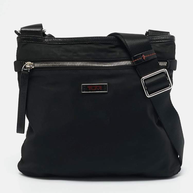 Pre Owned TUMI Black Nylon Flat Crossbody Bag