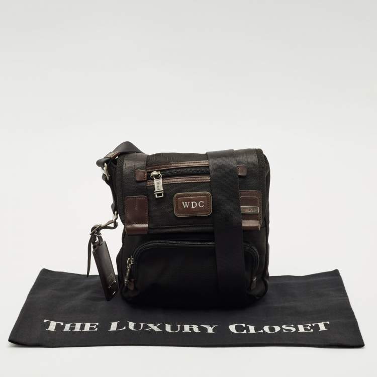 Pre Owned Tumi Black/Brown Nylon and Leather Alpha Bravo Barstow Messenger Bag