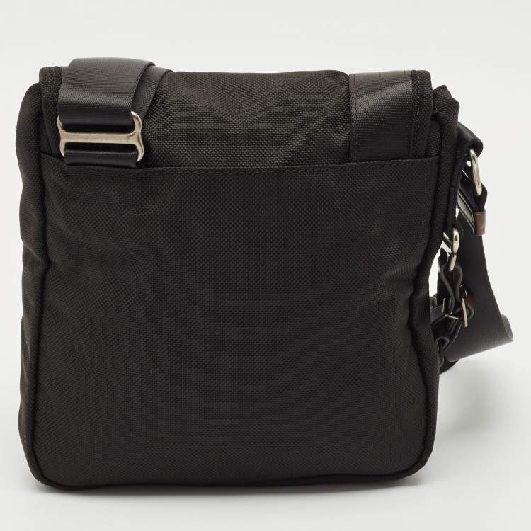 Pre Owned Tumi Black/Brown Nylon and Leather Alpha Bravo Barstow Messenger Bag