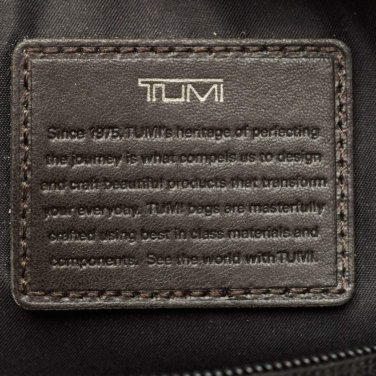 Pre Owned Tumi Grey/Brown Canvas and Leather Andersen Slim Commuter Briefcase Bag
