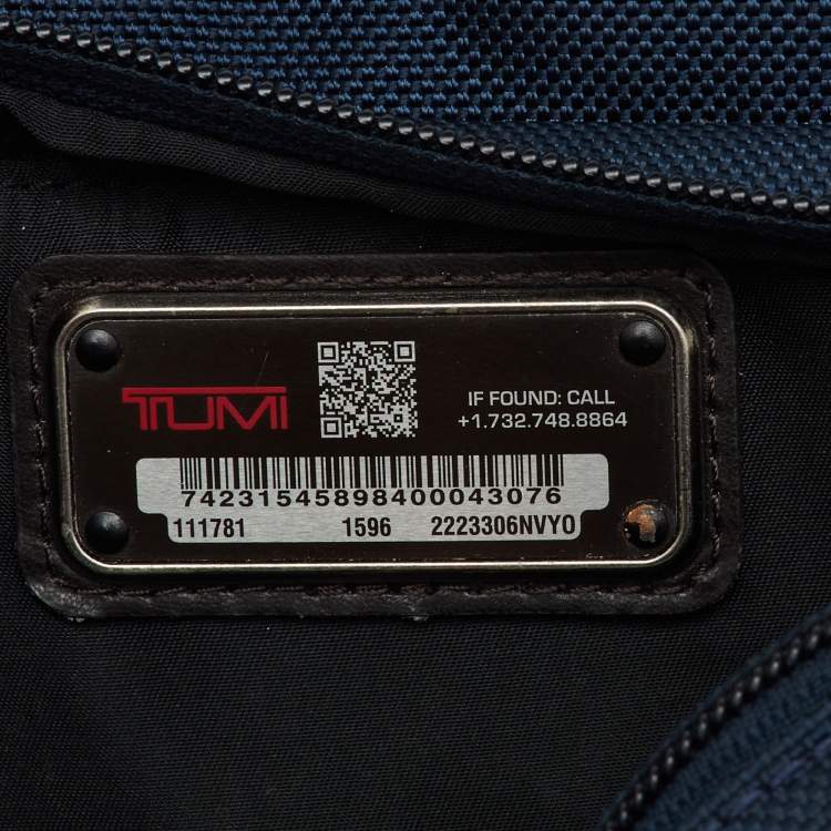Pre Owned TUMI Navy Blue/Brown Canvas and Leather Alpha Bravo Barstow Messenger Bag