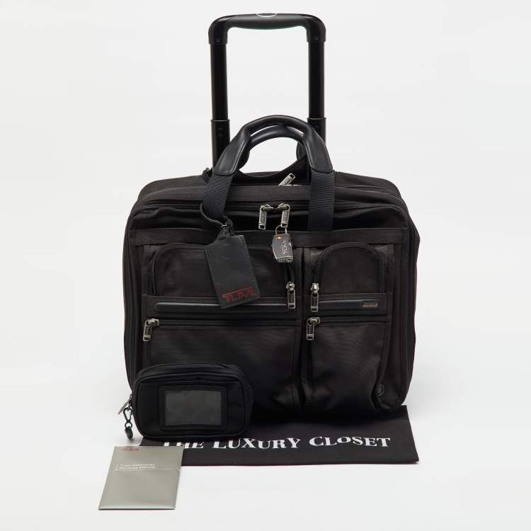 Pre Owned TUMI Black Canvas Alpha Compact Wheeled Brief Trolley