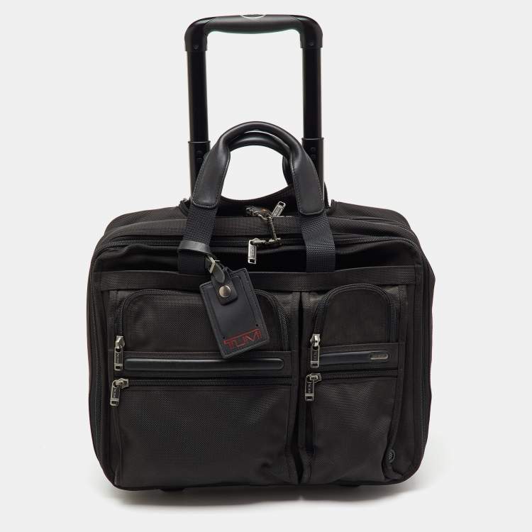 Pre Owned TUMI Black Canvas Alpha Compact Wheeled Brief Trolley