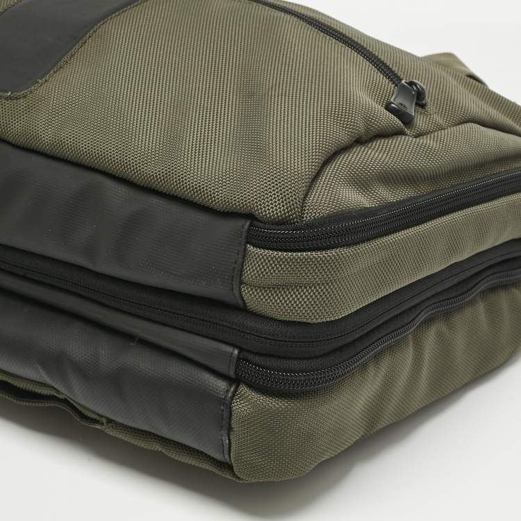 Pre Owned TUMI T-Tech Army Green Nylon Multi Pockets Laptop Bag