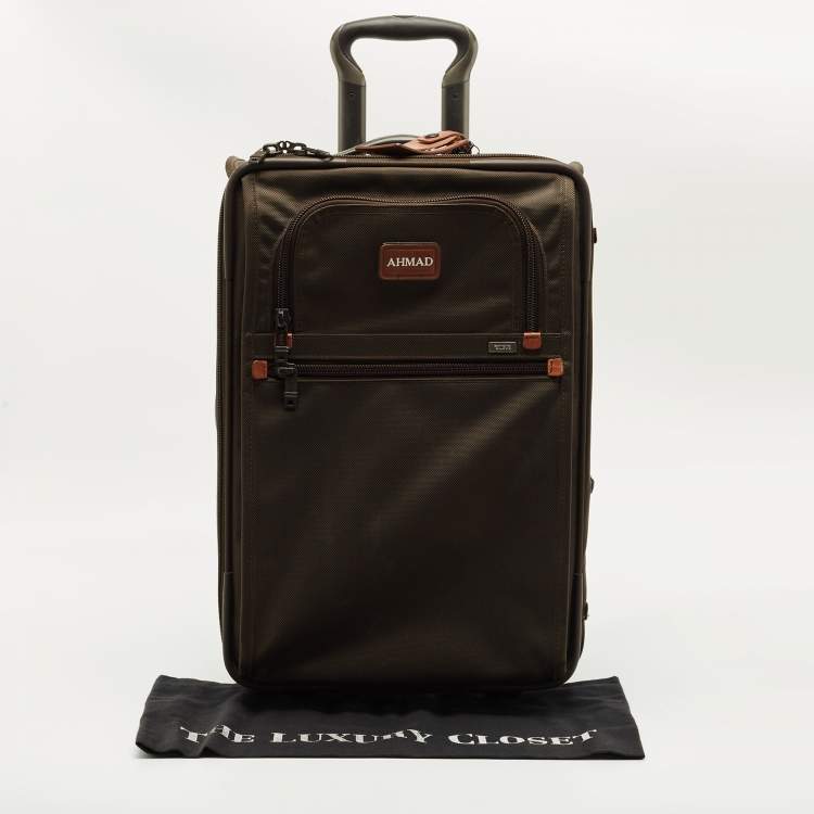 Pre Owned TUMI olive Green Nylon 2 Wheeled Expandable Cabin Luggage