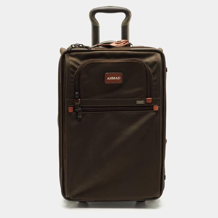 Pre Owned TUMI olive Green Nylon 2 Wheeled Expandable Cabin Luggage