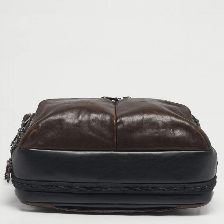 Pre Owned TUMI Black Leather Alpha Bravo Albany Expandable Commuter Briefcase Bag