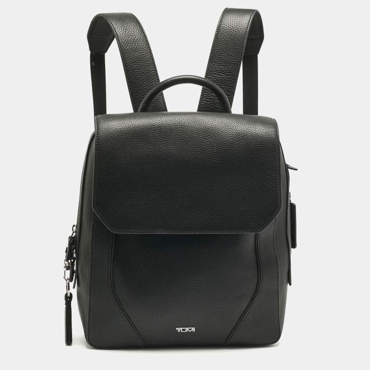 Pre Owned TUMI Black Leather Stanton Tori Flap Backpack