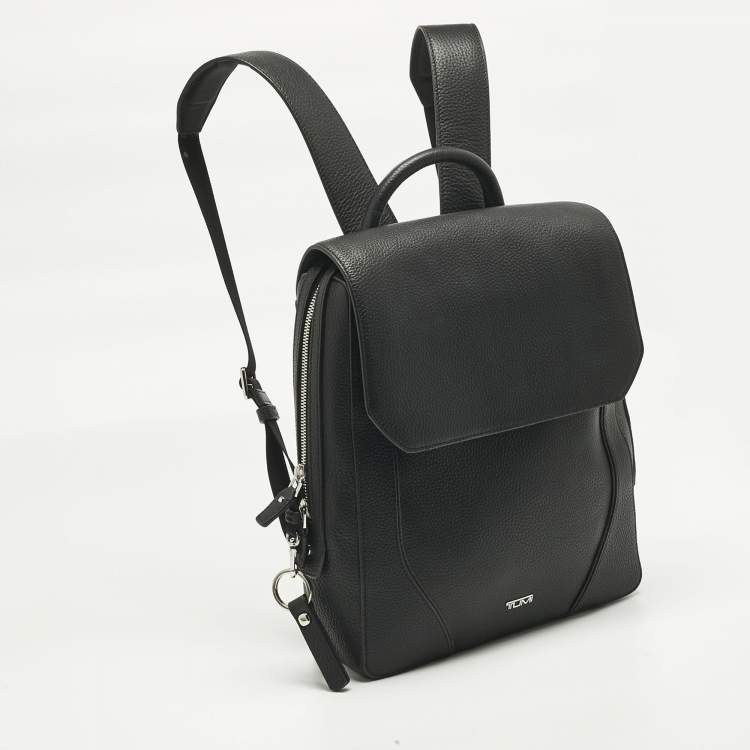 Pre Owned TUMI Black Leather Stanton Tori Flap Backpack