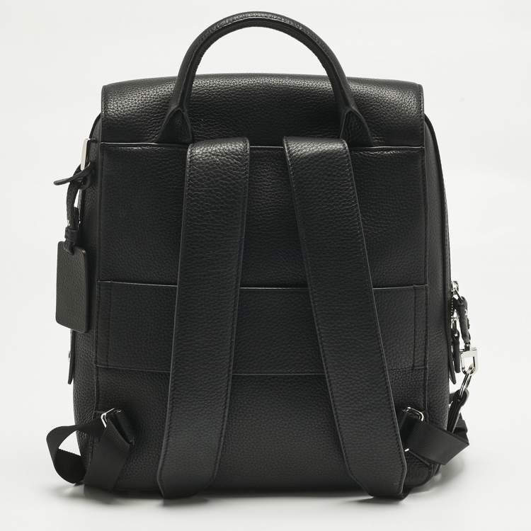 Pre Owned TUMI Black Leather Stanton Tori Flap Backpack