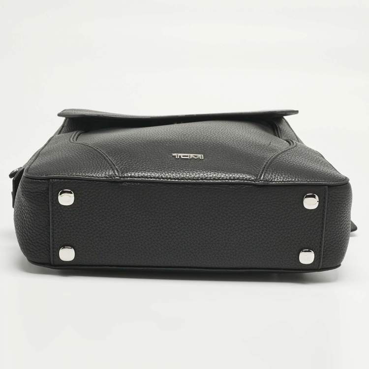 Pre Owned TUMI Black Leather Stanton Tori Flap Backpack