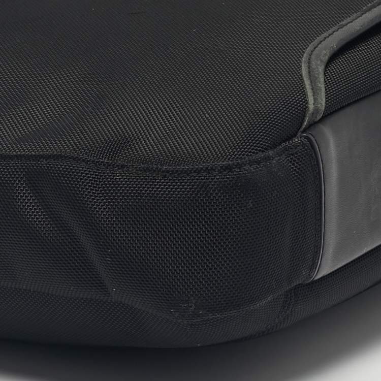 Pre Owned TUMI Black Leather and Nylon Hamilton Slim Briefcase Bag