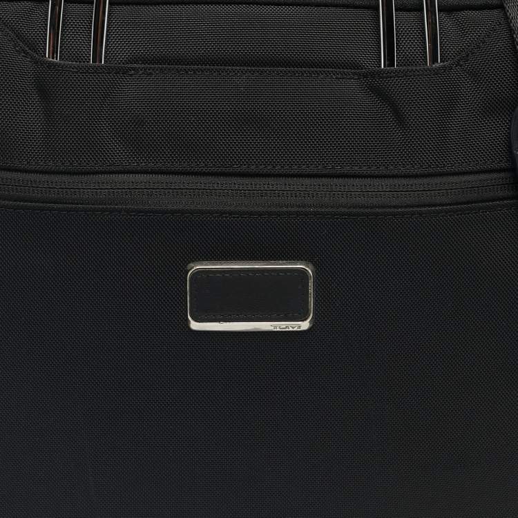 Pre Owned TUMI Black Leather and Nylon Hamilton Slim Briefcase Bag