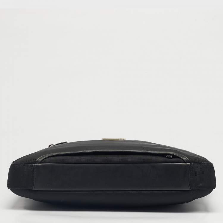 Pre Owned TUMI Black Leather and Nylon Hamilton Slim Briefcase Bag