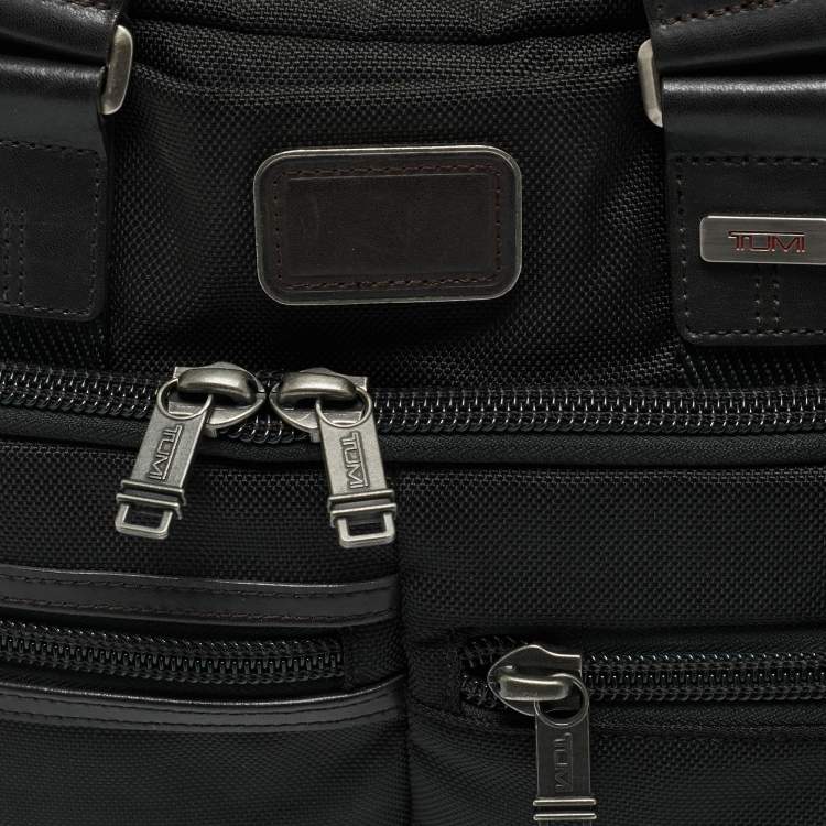 Pre Owned TUMI Black/Brown Nylon Alpha Bravo Andersen Slim Commuter Briefcase 