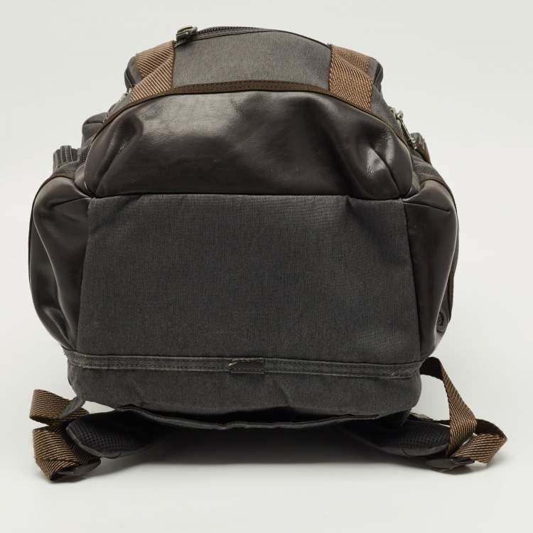 Pre Owned TUMI Grey/Brown Canvas Alpha Bravo Kingsville Deluxe Backpack
