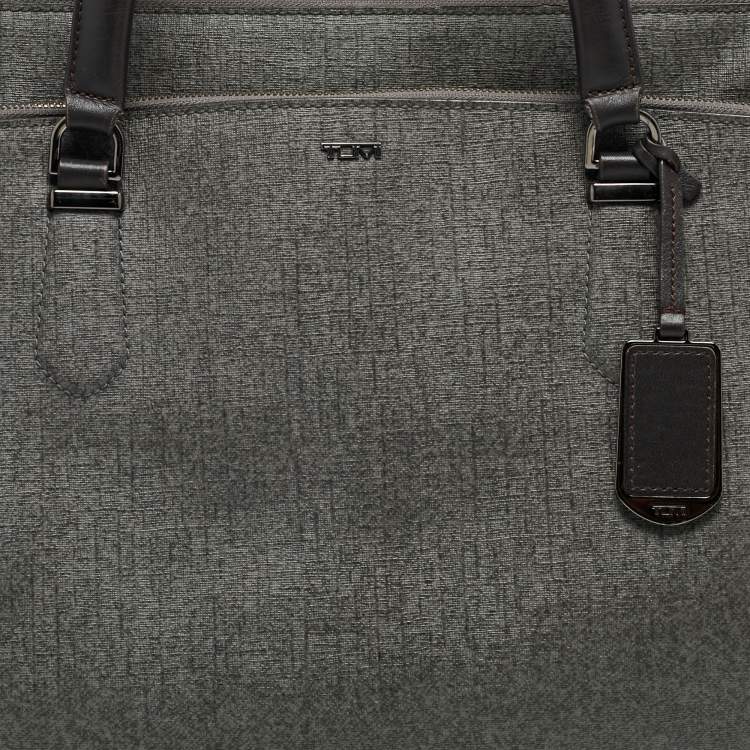 Pre Owned TUMI Sinclair Nia Grey Coated Canvas Commuter Briefcase 