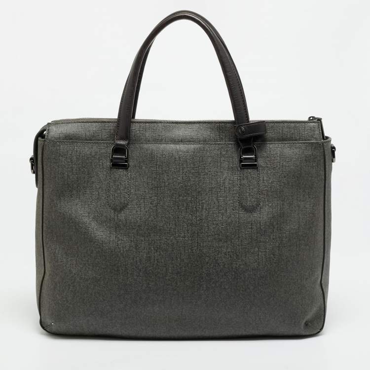 Pre Owned TUMI Sinclair Nia Grey Coated Canvas Commuter Briefcase 