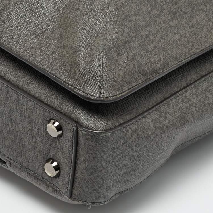 Pre Owned TUMI Sinclair Nia Grey Coated Canvas Commuter Briefcase 