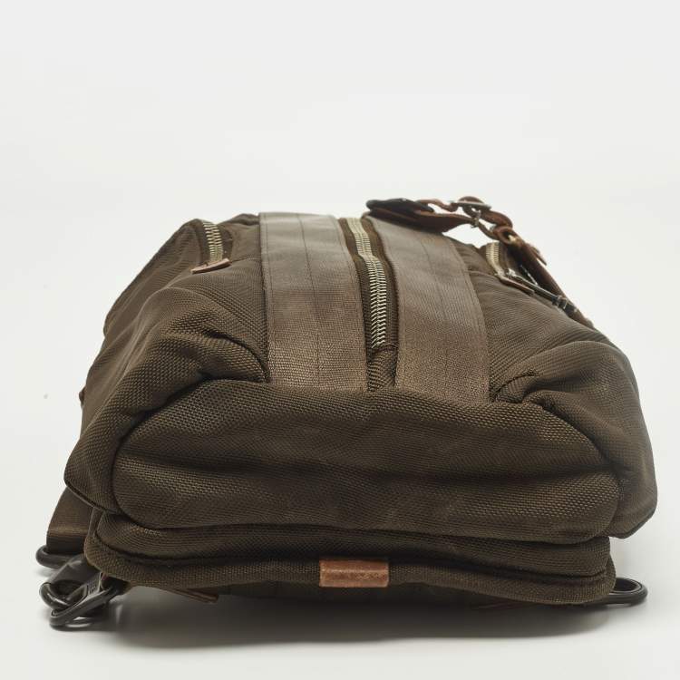 Pre Owned TUMI Alpha Bravo Monterey Brown Leather and Nylon Sling Backpack