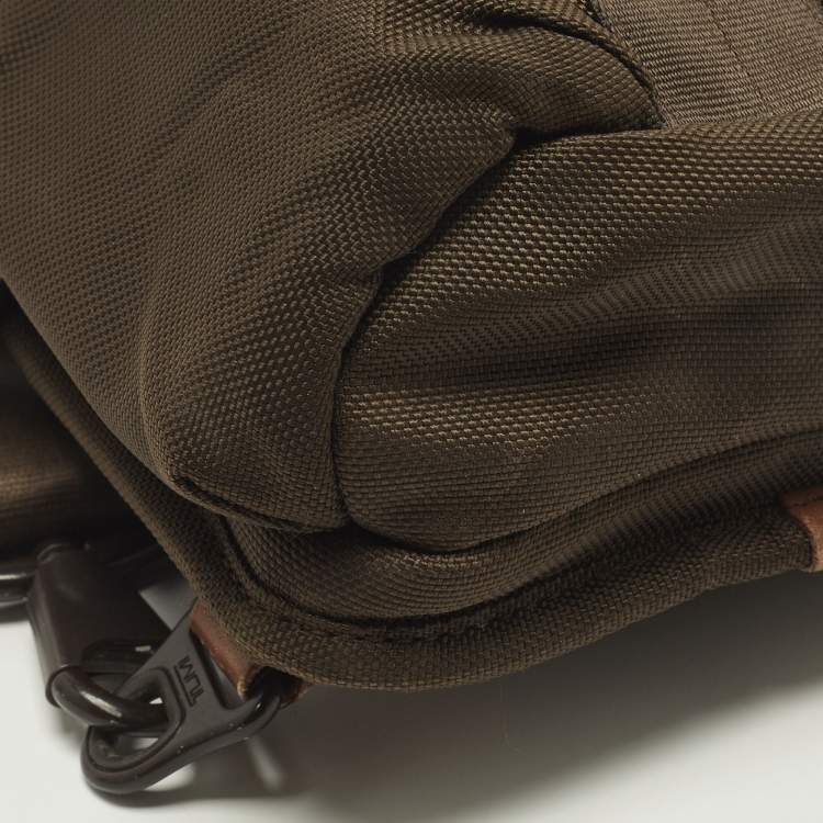 Pre Owned TUMI Alpha Bravo Monterey Brown Leather and Nylon Sling Backpack