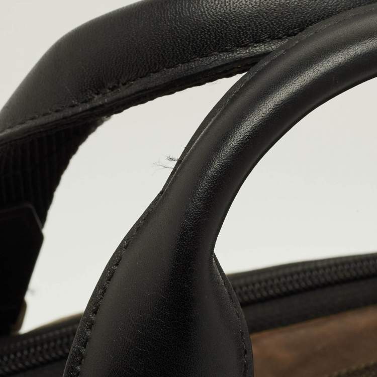 Pre Owned TUMI Alpha Bravo Albany Slim Commuter Brown/Black Leather Briefcase Bag