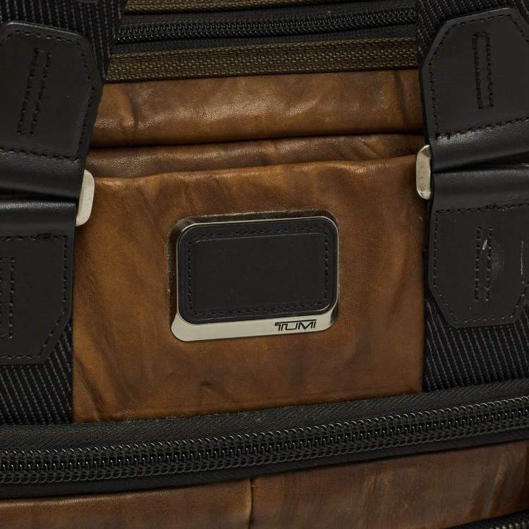 Pre Owned TUMI Alpha Bravo Albany Slim Commuter Brown/Black Leather Briefcase Bag