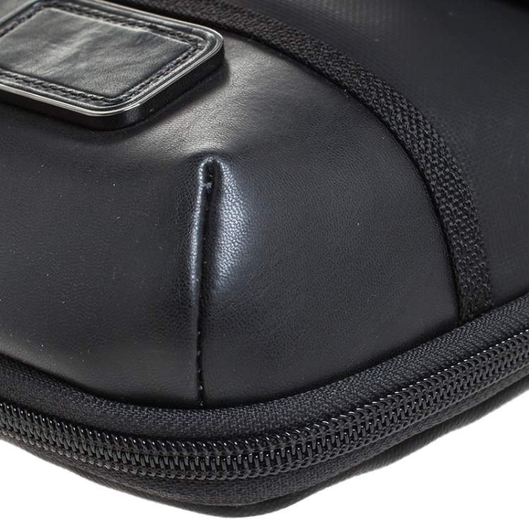 Pre Owned Tumi Black Coated Canvas and Leather Annapolis Zip Flap Messenger Bag