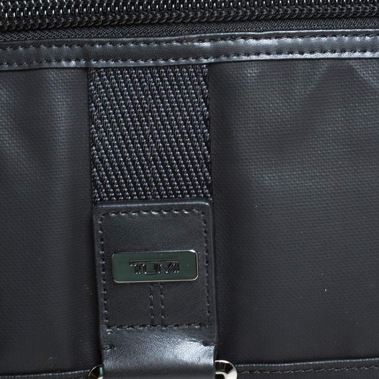 Pre Owned Tumi Black Coated Canvas and Leather Annapolis Zip Flap Messenger Bag