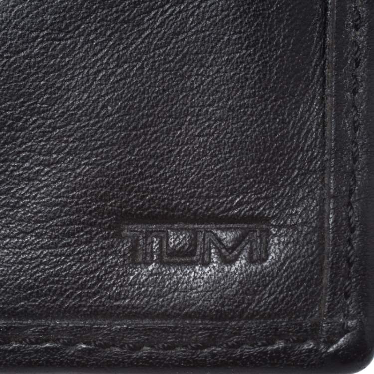 Pre Owned Tumi Black Leather Money Clip Bifold Wallet 