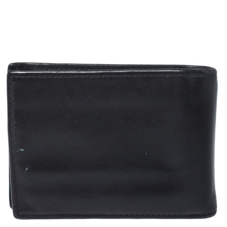 Pre Owned Tumi Black Leather Money Clip Bifold Wallet 