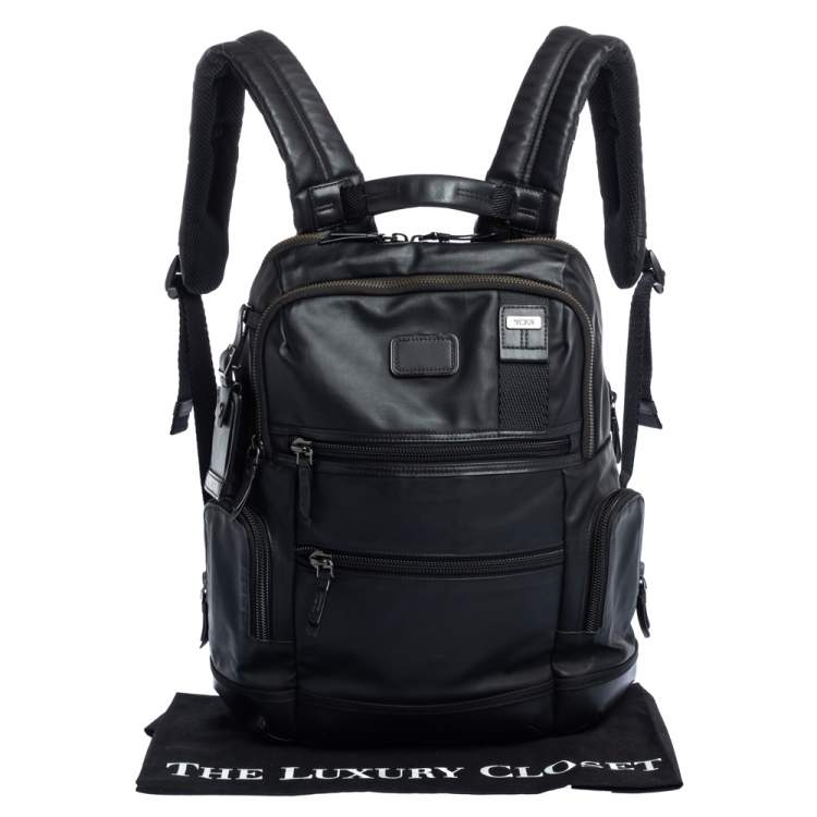 Pre Owned Tumi Black Coated Canvas and Leather Alpha 3 Brief Pack Backpack