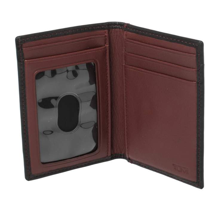 Pre Owned Tumi Black Leather Bifold Card Case