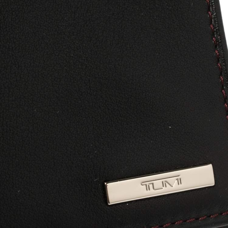 Pre Owned Tumi Black Leather Bifold Card Case