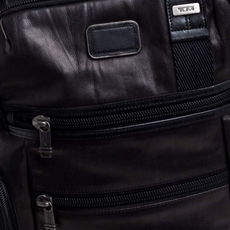 Pre Owned TUMI Dark Brown/Black Leather Alpha Bravo Knox Backpack