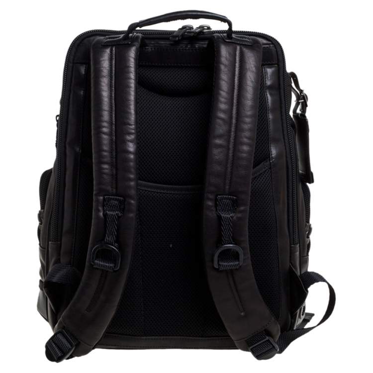 Pre Owned TUMI Dark Brown/Black Leather Alpha Bravo Knox Backpack