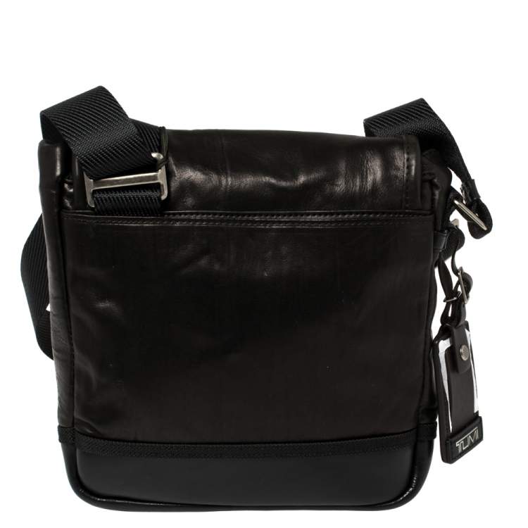 Pre Owned Tumi Dark Brown/Black Leather Alpha Bravo Barstow Messenger Bag