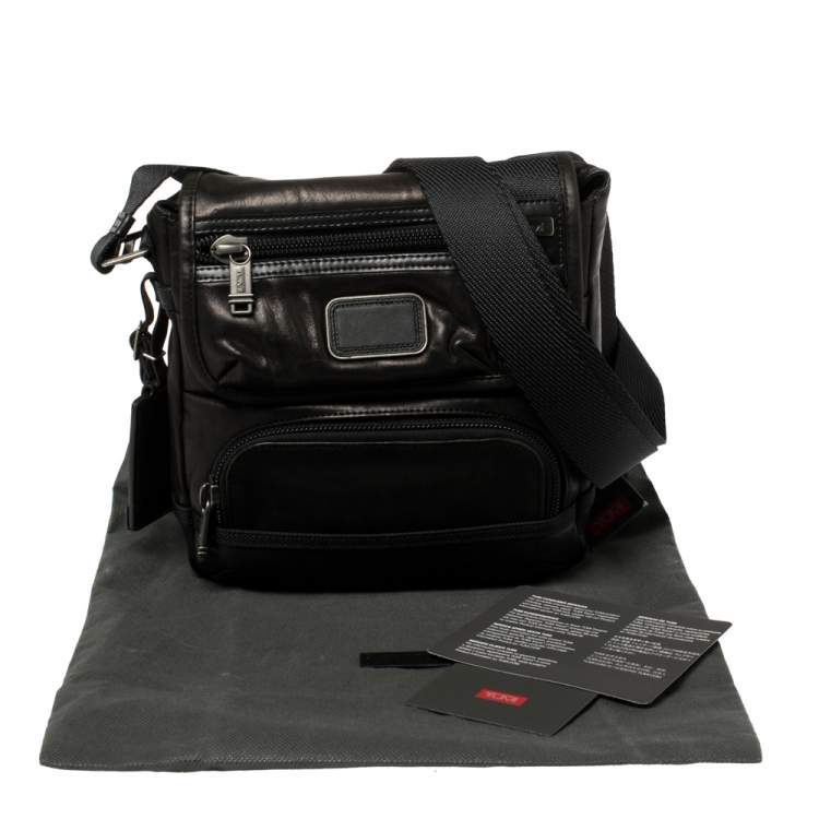 Pre Owned Tumi Dark Brown/Black Leather Alpha Bravo Barstow Messenger Bag