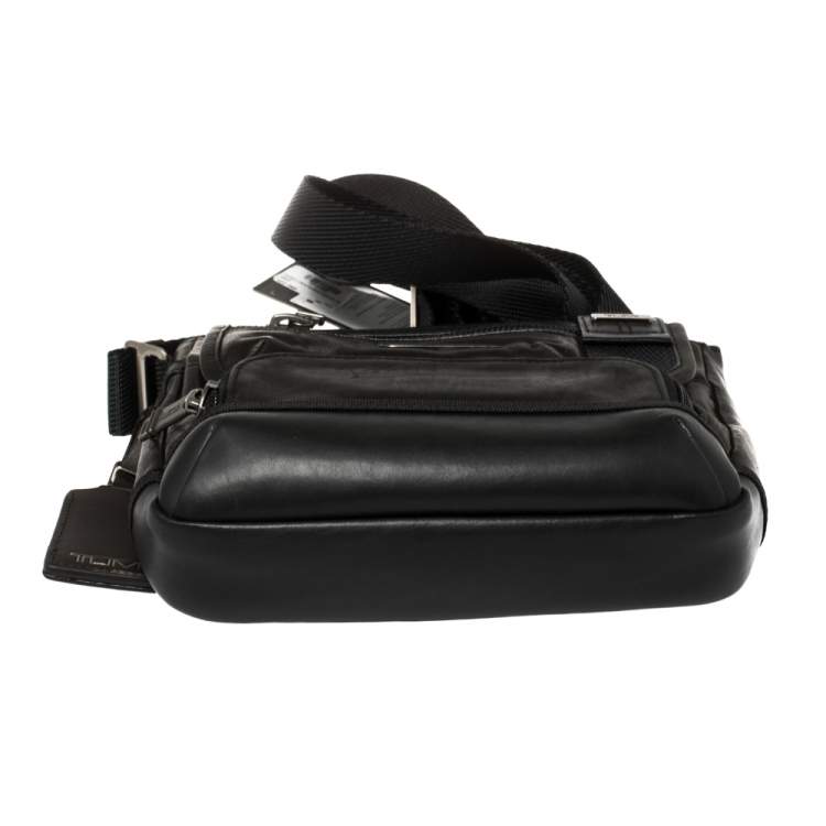 Pre Owned Tumi Dark Brown/Black Leather Alpha Bravo Barstow Messenger Bag