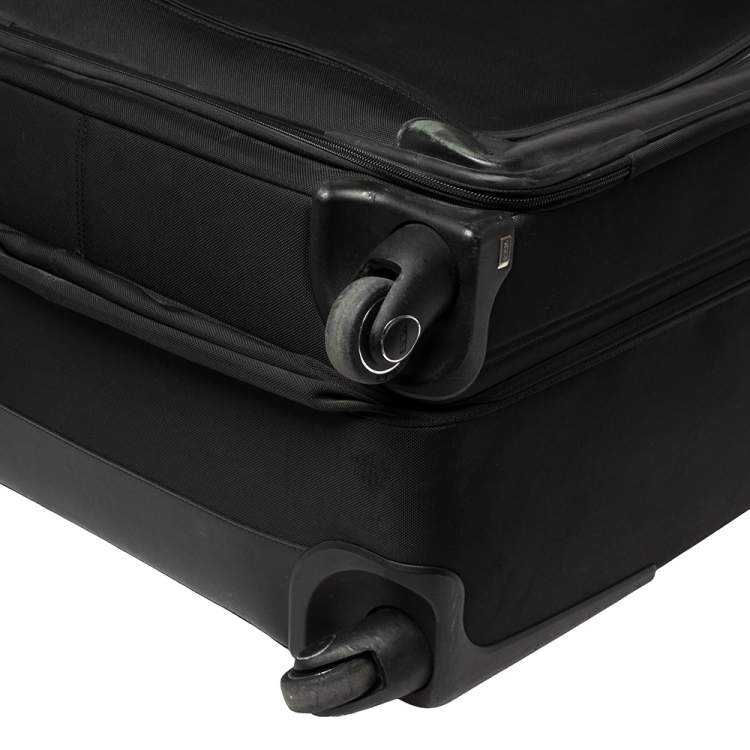 Pre Owned TUMI Black Canvas Arrive Extended Dual Access 4 Wheeled Packing Case Luggage