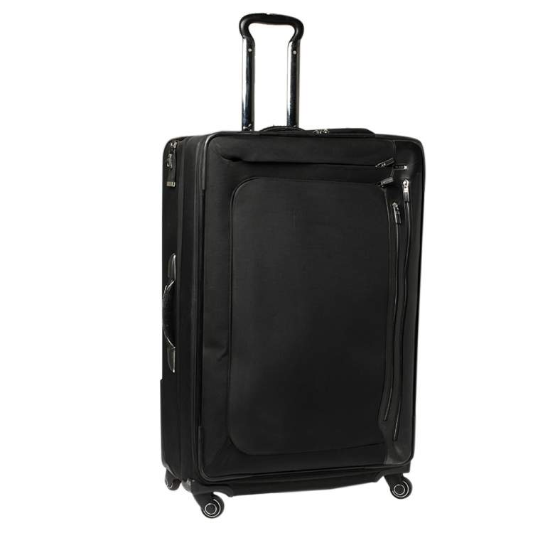 Pre Owned TUMI Black Canvas Arrive Extended Dual Access 4 Wheeled Packing Case Luggage