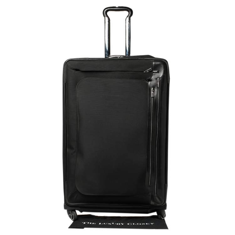 Pre Owned TUMI Black Canvas Arrive Extended Dual Access 4 Wheeled Packing Case Luggage