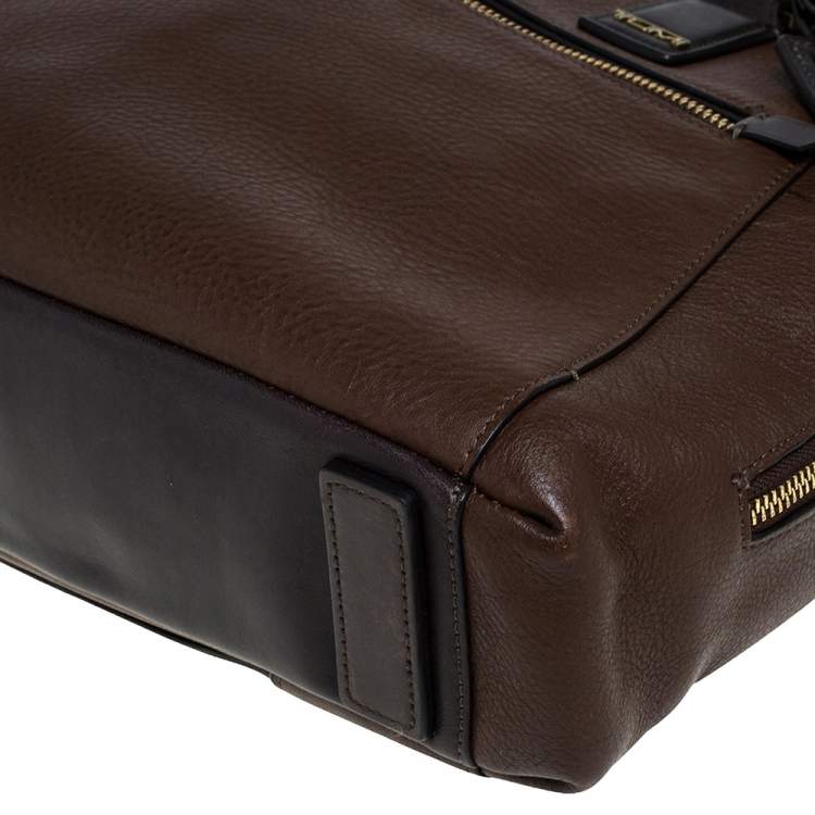 Pre Owned TUMI Brown Leather Double Zip Briefcase