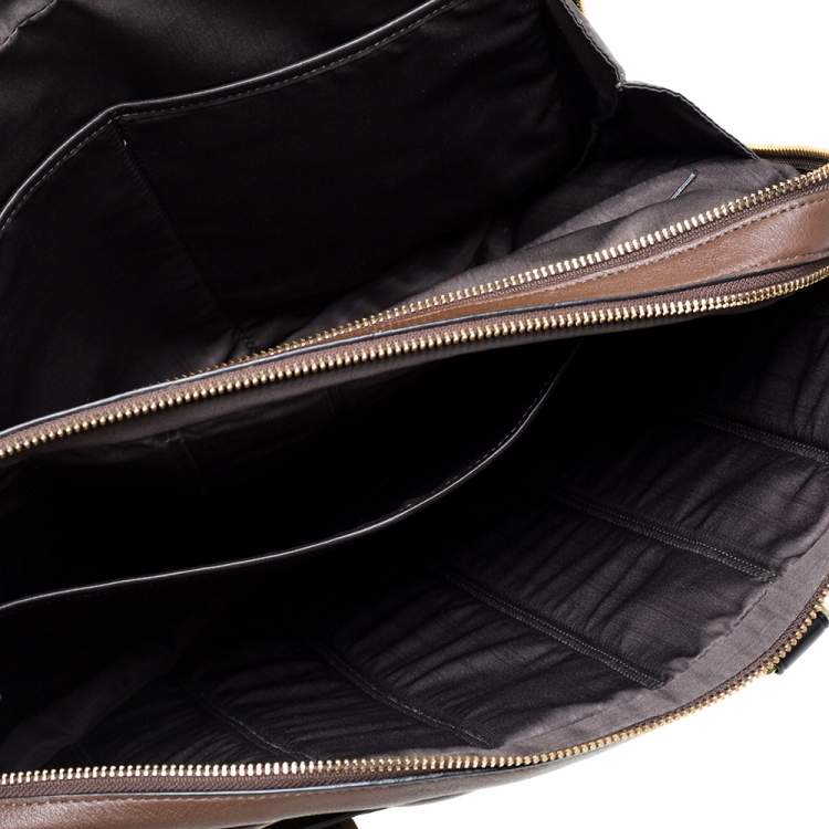 Pre Owned TUMI Brown Leather Double Zip Briefcase