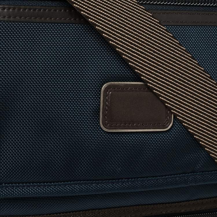 Pre Owned TUMI Blue/Brown Nylon and Leather Bravo Barstow Messenger Bag