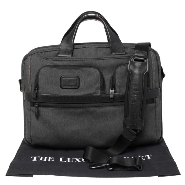 Pre Owned TUMI Dark Grey/Black Fabric and Leather Alpha 2 T Pass Laptop Briefcase